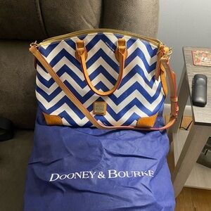Dooney & Bourke Navy and White Chevron Tote